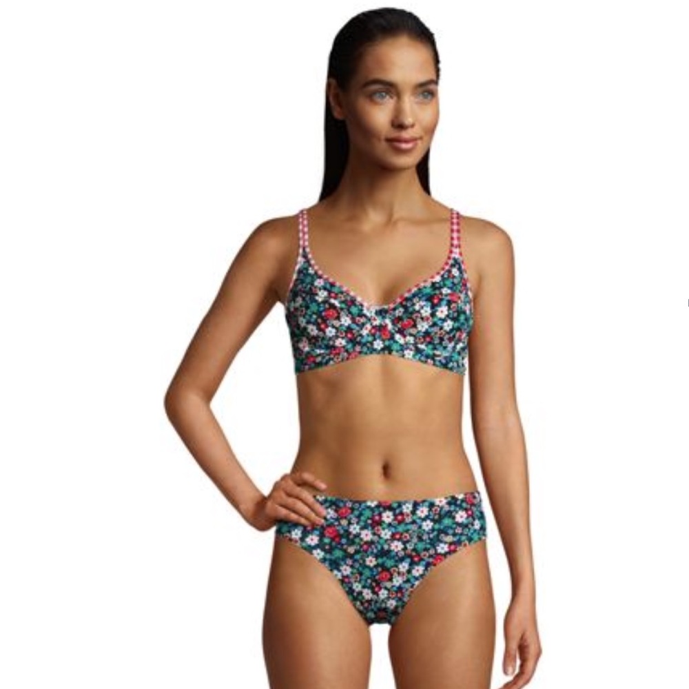 Lands End 2 Piece Swim Suit Reversible Top 14
